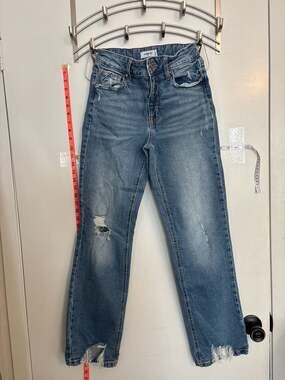 Edgely Women's Relaxed Straight Super High Rise Distressed Jeans